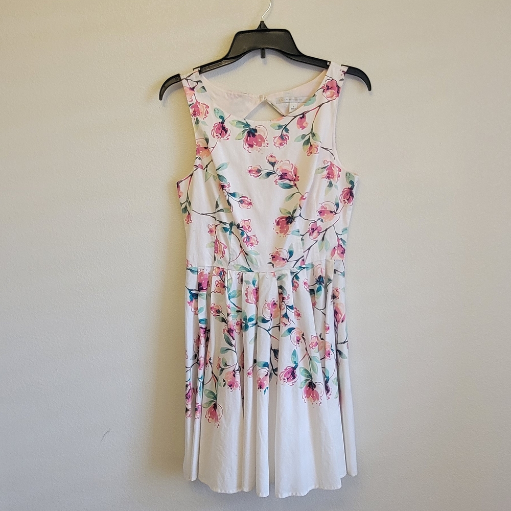LC Lauren Conrad Floral Sleeveless Dress With Flare Skirt - Ivory/Pink, Size 6
